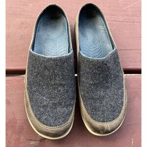 CHACO Quinn Wool Women's Leather Slip On Mules Shoes J105348 Charcoal Size 8.5